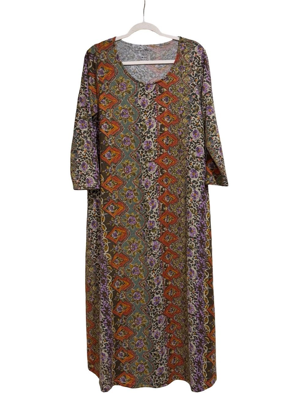 🤎 Natural Life Lottie Knit Maxi Dress Brown Tuscany Border Floral Boho Large - Picture 12 of 12